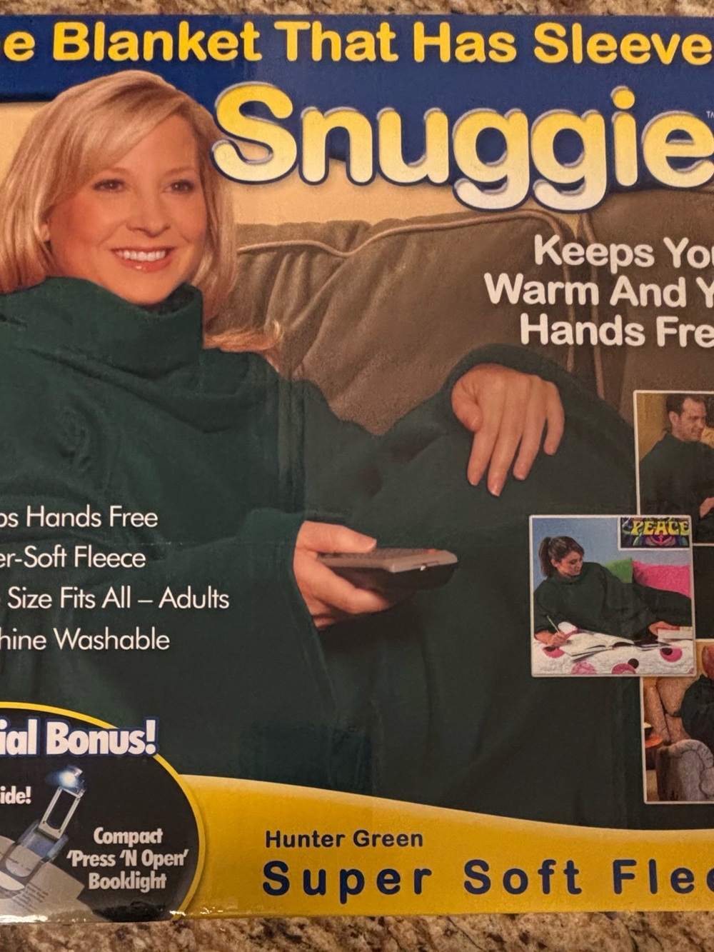 Super Soft Snuggie Fleece Blanket with Sleeves - Hunter Green